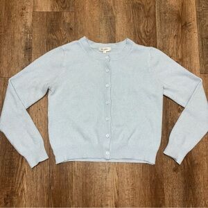 Light Blue Cropped Cardigan Button Front